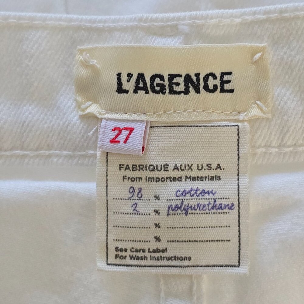 L'AGENCE Zoe White Frayed Cutoff Denim Shorts Size 27 Stretchy High Rise - Picture 13 of 15